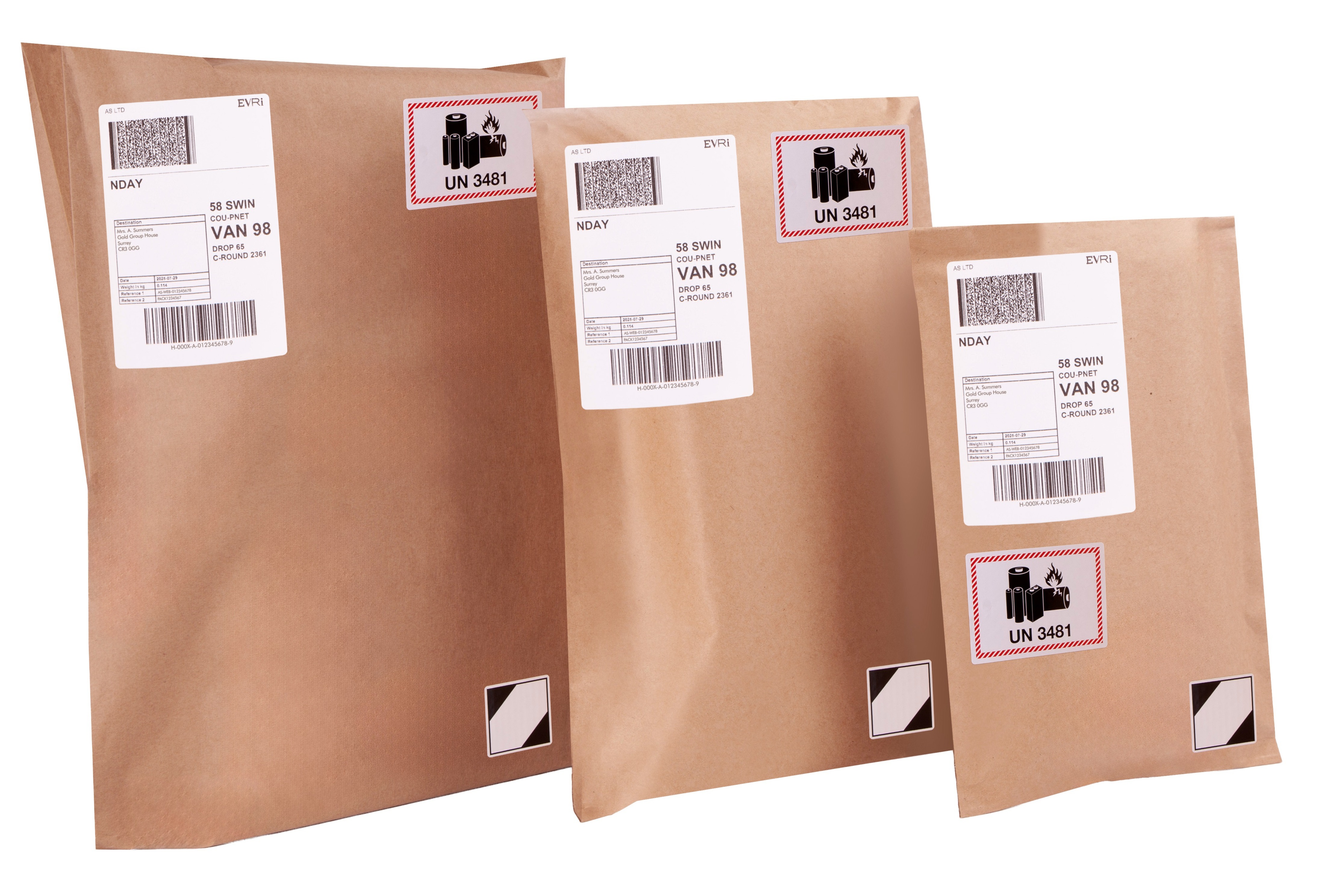 For smaller orders, we ship your products in plain, heavy-duty, brown padded envelopes